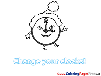 Alarm Clock Winter Coloring Pages free