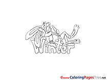 Bunny eats Carrot Winter Coloring Pages free