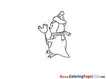 Candy Penguin Winter printable Coloring Pages