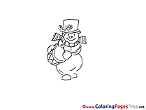 Drum Winter Snowman Coloring Pages for Kids