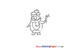 Flag Penguin Winter  free Coloring Sheets