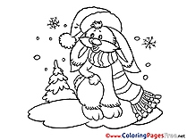 Hare Winter free Colouring Page