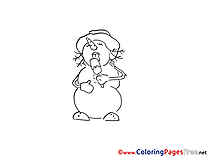 Ice Cream Snowman Winter Colouring Sheet free