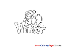 Monkey Winter Coloring Pages