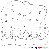 Night Winter Colouring Sheet free