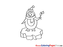 Penguin Winter Colouring Page for Kids