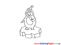 Penguin Winter Colouring Page free