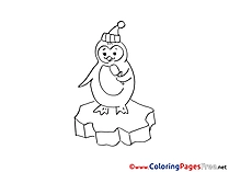 Penguin Winter Colouring Page free