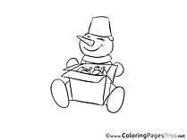 Present Winter Snowman free Coloring Pages
