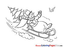 Sleigh Winter Snowman download Coloring Pages