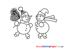 Snowmen Winter Coloring Page for Kids