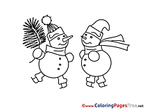 Snowmen Winter Coloring Page for Kids