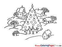 Village Winter free Coloring Sheets