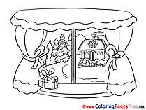 Window Winter printable Coloring Pages