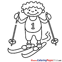 Winter Ski Boy Coloring Pages free