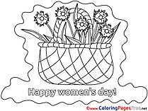 Basket Flowers Women's Day free Coloring Pages