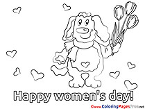 Dog Tulips Women's Day Coloring Pages free