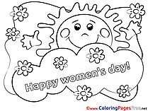 Sun Colouring Page Women's Day free