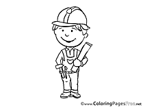 Engineer Children download Colouring Page