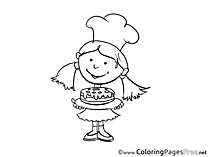 Girl cooks cake download Colouring Sheet free
