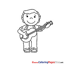 Guitarist Colouring Sheet download free