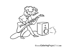 Guitarist for Kids printable Colouring Page