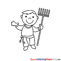 Kids free Coloring Page Gardener