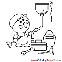 Plumber Kids free Coloring Page