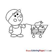 Shopping Kids free Coloring Page