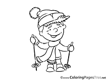 Skier Colouring Sheet download Invitation