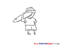 Surfer Colouring Page Invitation free