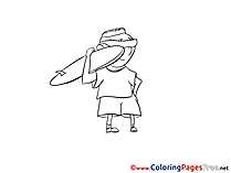 Surfer Colouring Page Invitation free