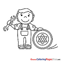 Technician for Kids printable Colouring Page