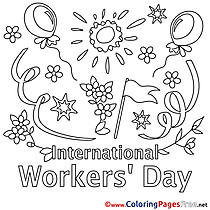 For Kids Workers Day Holiday Colouring Page