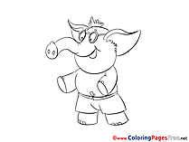 Elephant Coloring Pages free for Children