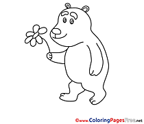 Flower Bear Coloring Pages for free