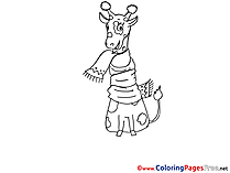 Giraffe in Scarf Colouring Sheet download free