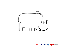 Illustraton Rhino printable free Colouring Page