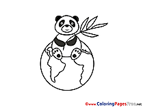 Panda Globe  Coloring Pages for free