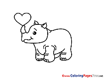 Rhino free Coloring Page for Kids