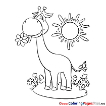 Sun Giraffe free Colouring Page download