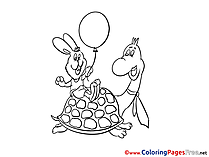 Turtle Hare printable Colouring Page for Kids