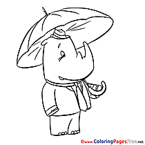 Umbrella Rhino download Coloring Pages for Kids